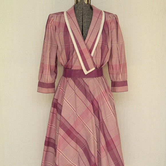 70's or 80's Pierre Cardin tartan cotton dress - Picture 1 of 3